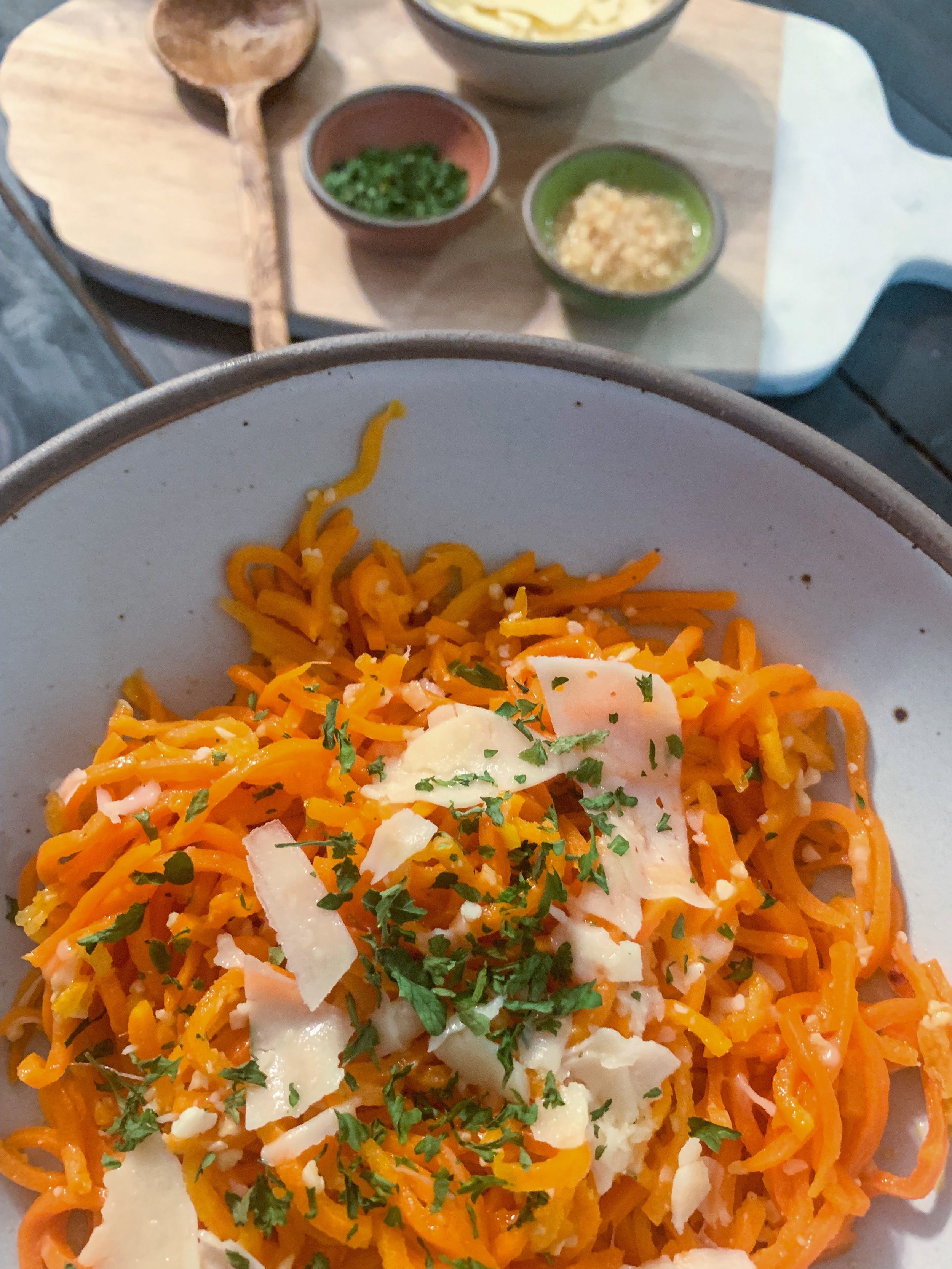 Parmesan Garlic Carrot Spirals.