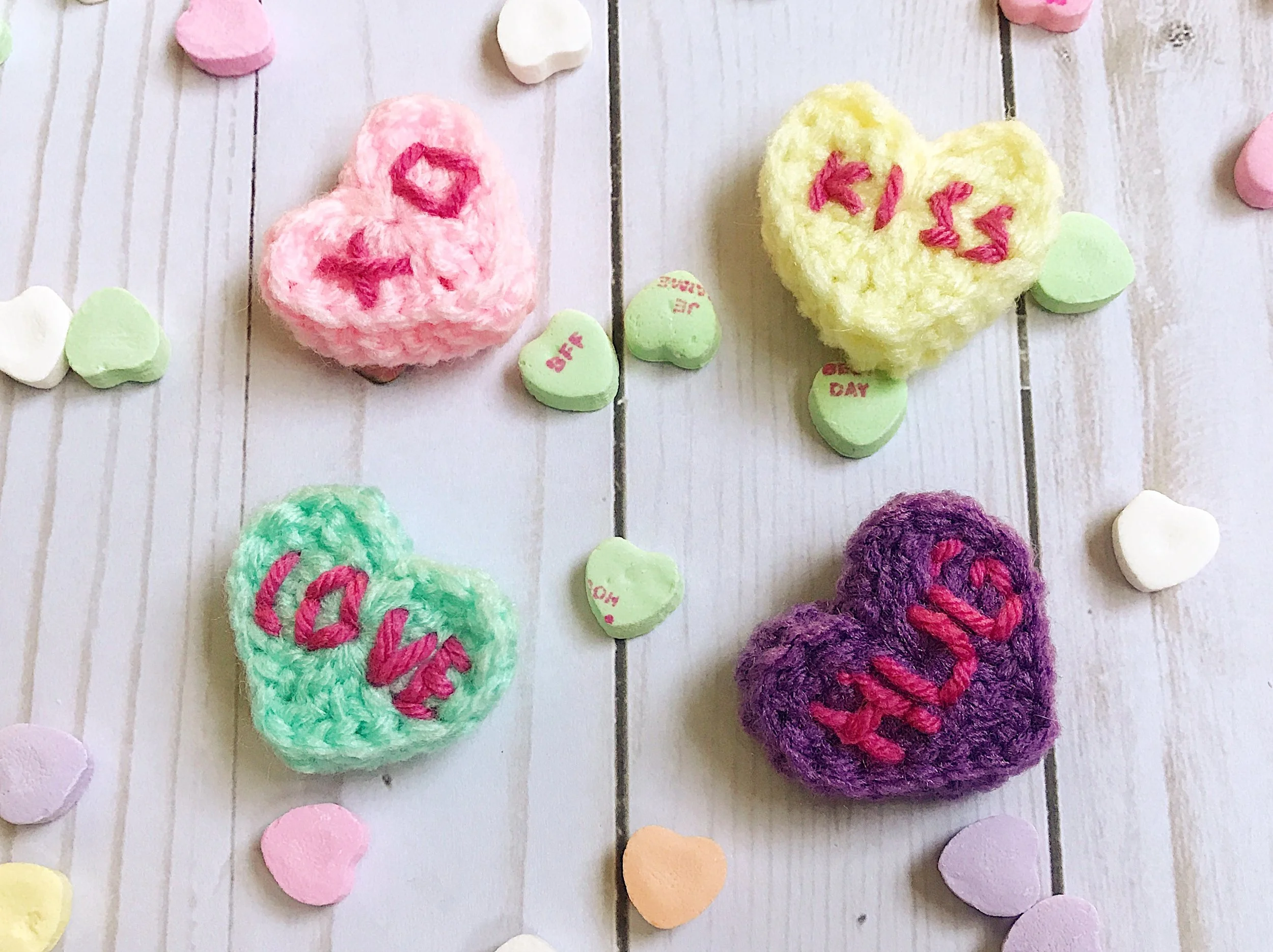 Valentine Crochet Candy Hearts