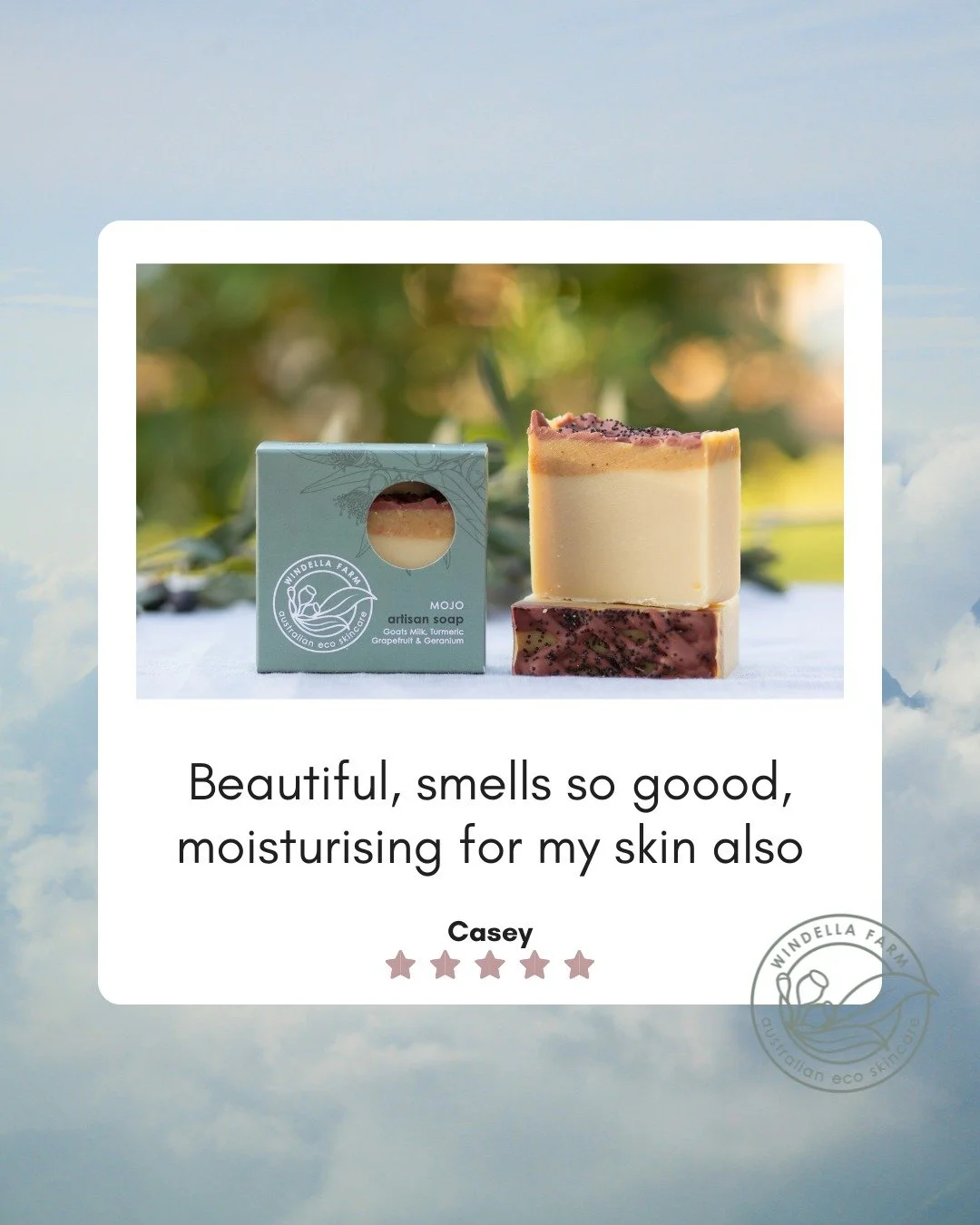 Looks like Mojo is bringing the magic!

Casey shared this sweet review with us:
&ldquo;Beautiful, smells so good, moisturising for my skin also.&rdquo;

If your shower routine needs a little lift, Mojo is the bar that brings it. With bright grapefrui