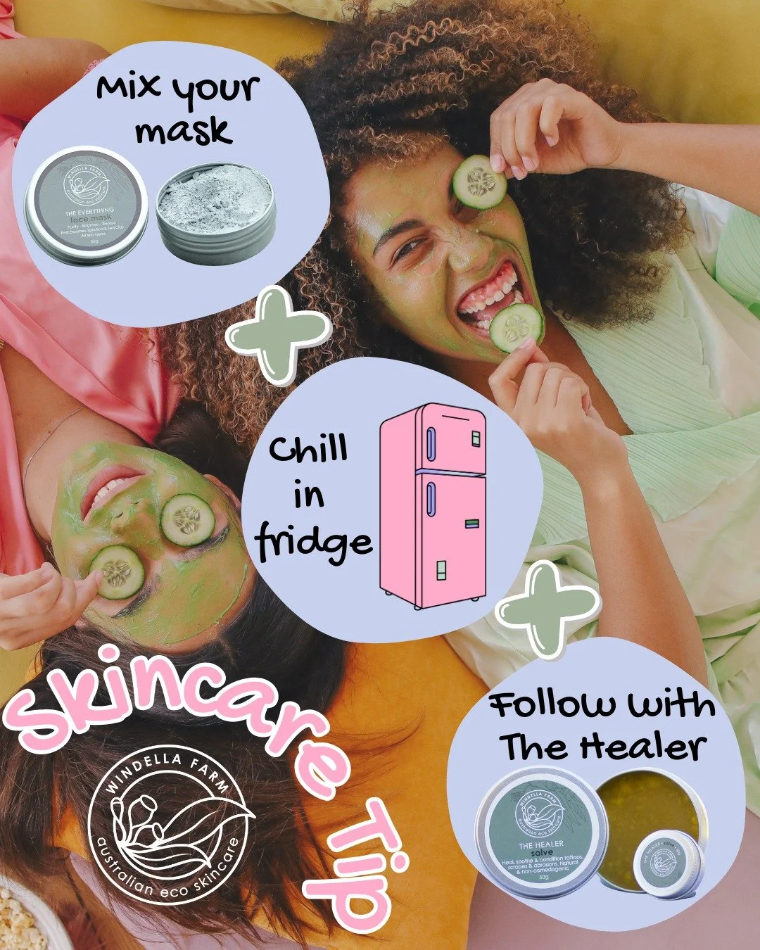 A fun little summer upgrade for your face mask routine...

If you want your face mask to feel extra dreamy in the warm weather, try this: 
Mix it up, pop it in the fridge for a few minutes, then apply. The cool, soothing sensation on your skin is hon