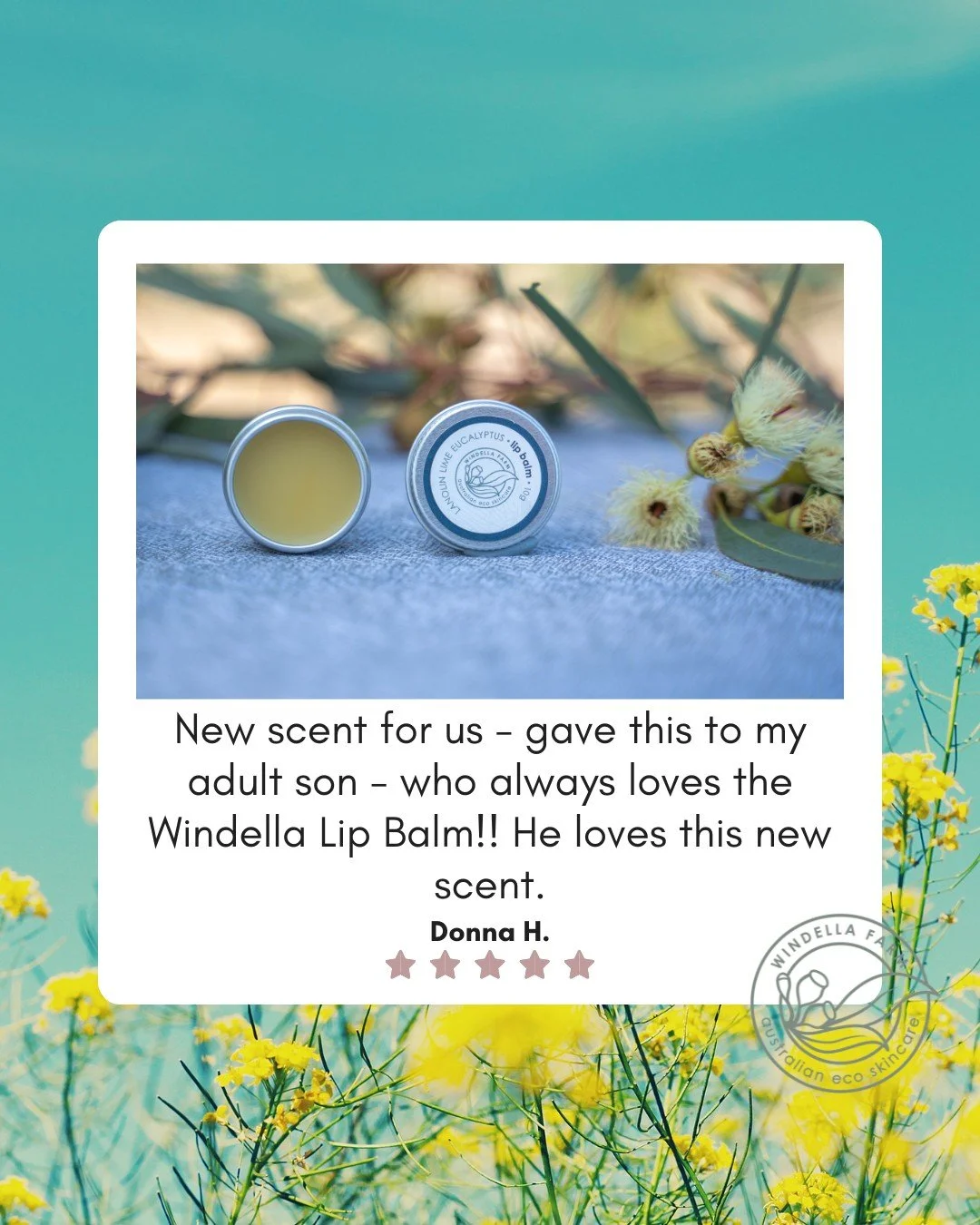 A sweet little review for our Lanolin Lip Balm.

Donna shared this lovely feedback about trying one of our newer scents with her son. He has always been a fan of our lip balms and this fresh scent has become a new favourite in their house.

Our lanol