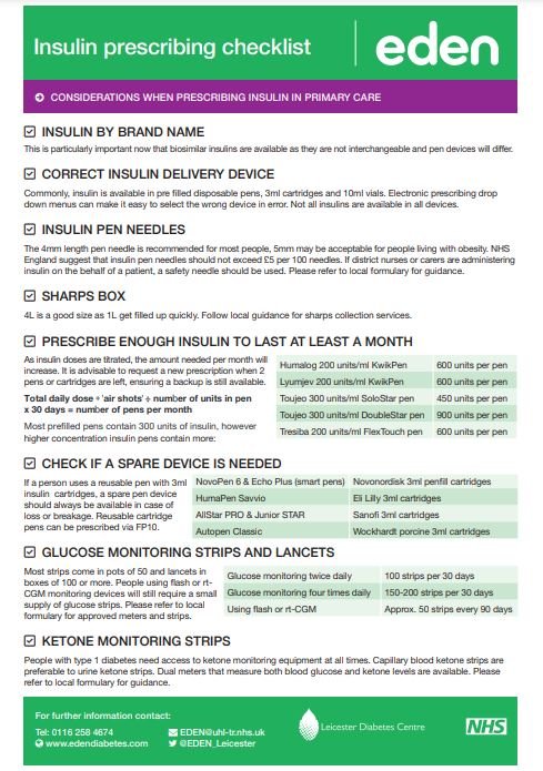 Insulin prescribing checklist