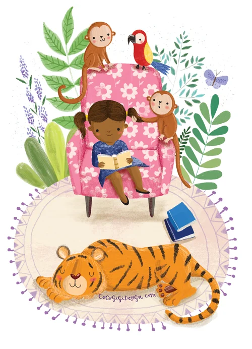 Girl-reading-and-jungle--Gina-Maldonado.jpg