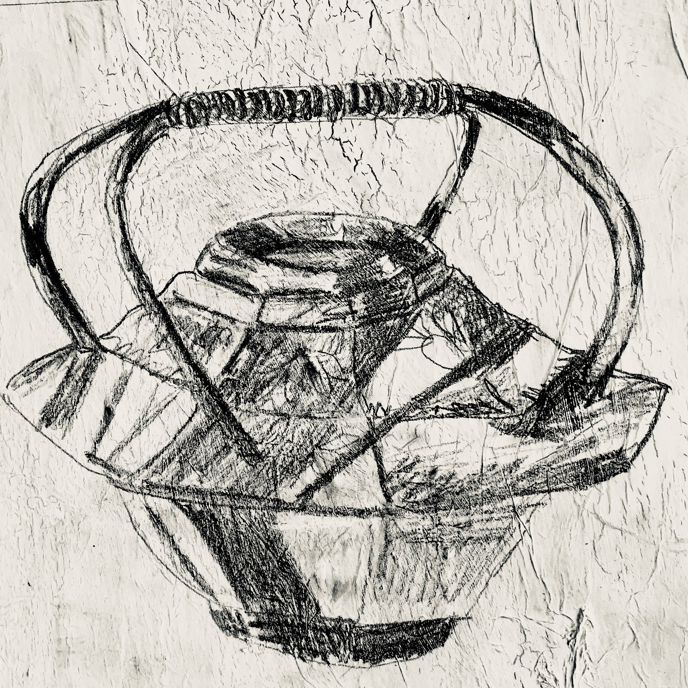 Chinese basket - pencil drawing on board