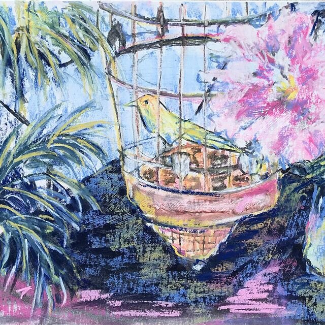 Peonie#pastel#birdcage#peonie#gardens#flowers#birds#plants#art#create#drawing#artcourses