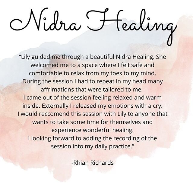 Thanks for the beautiful review @rhiliving 💖🙏🏻 Happy to of helped!!!! I specialise in anxiety and stress management through my Nidra healing!
I first of all relax you into a hypnotic state in order for your subconscious mind, conscious mind and bo