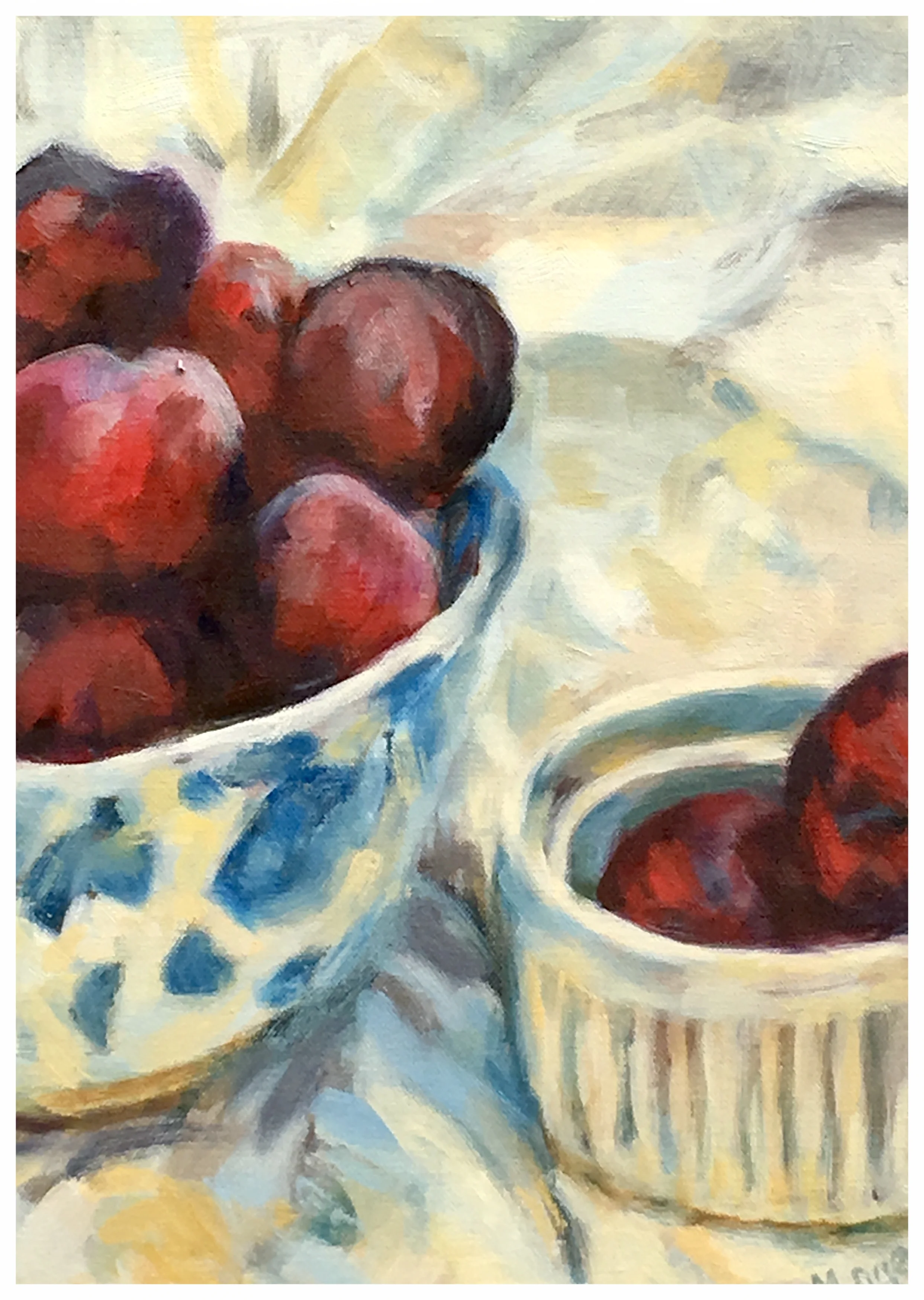 Plums in a blue bowl 2