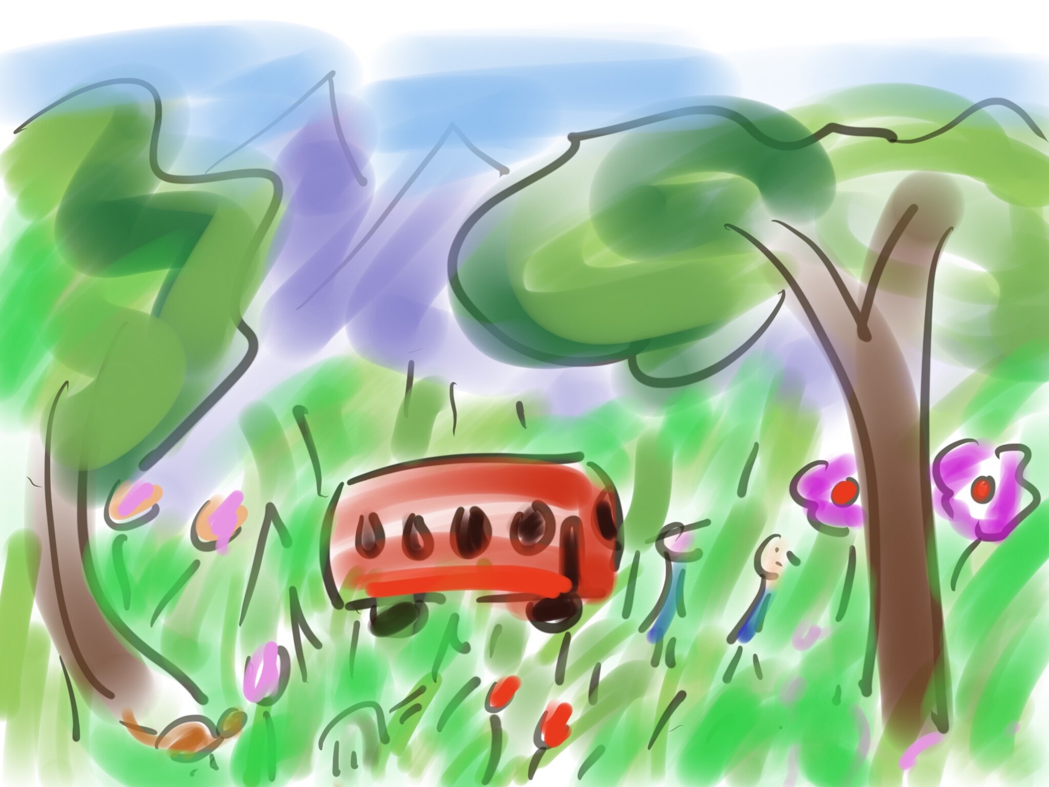 Big Red Bus in Heaven - An illustration of 'The Great Divorce'