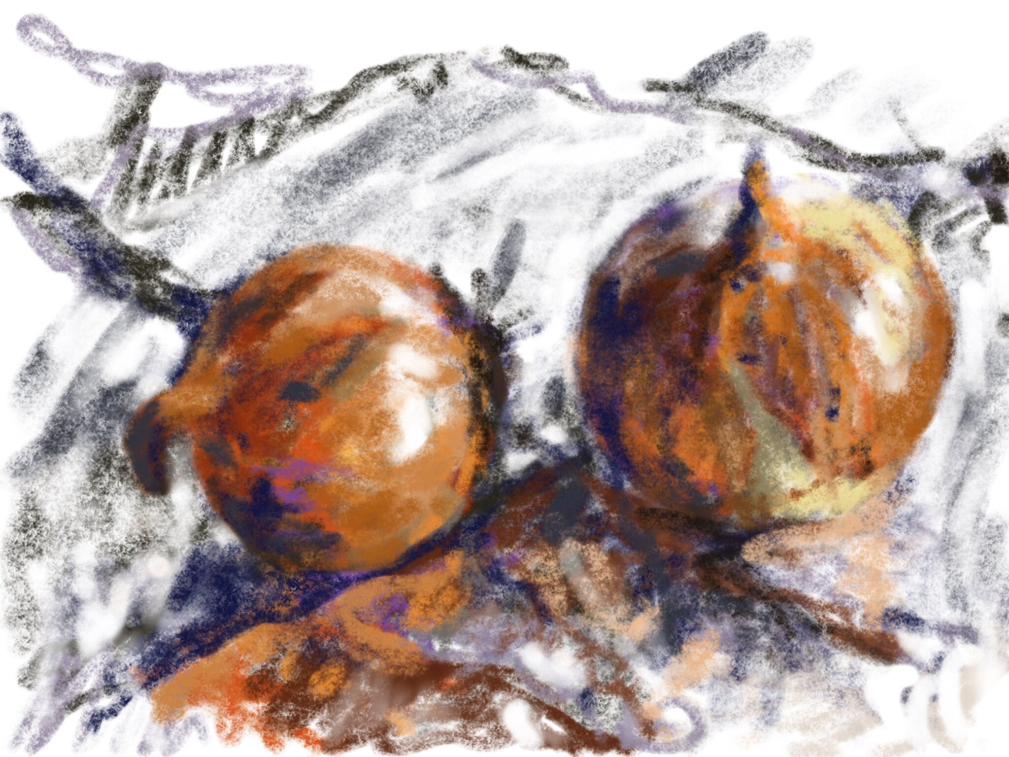 Onions on a white cloth