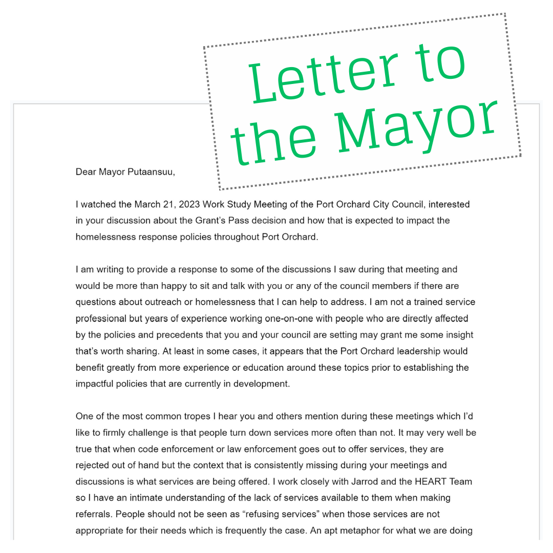 Letter Sent to Port Orchard Mayor