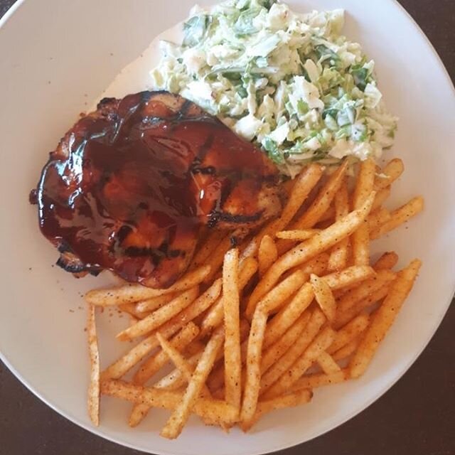 Bbq chicken seasoned fries + brussel slaw will be the special with Brookland Eats this evening