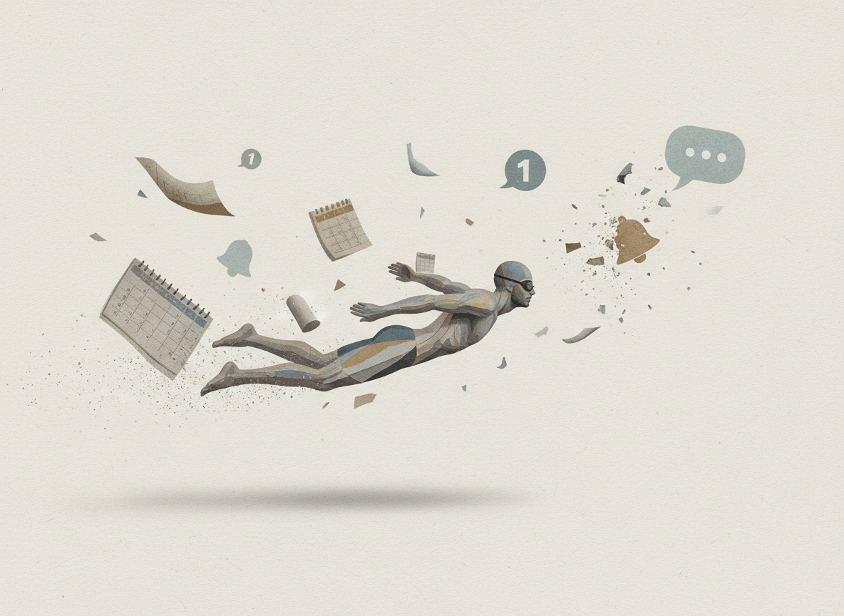 Firefly_Gemini Flash_Editorial surreal collage illustrating creative silence- a solitary men figure swimmi 606573.png