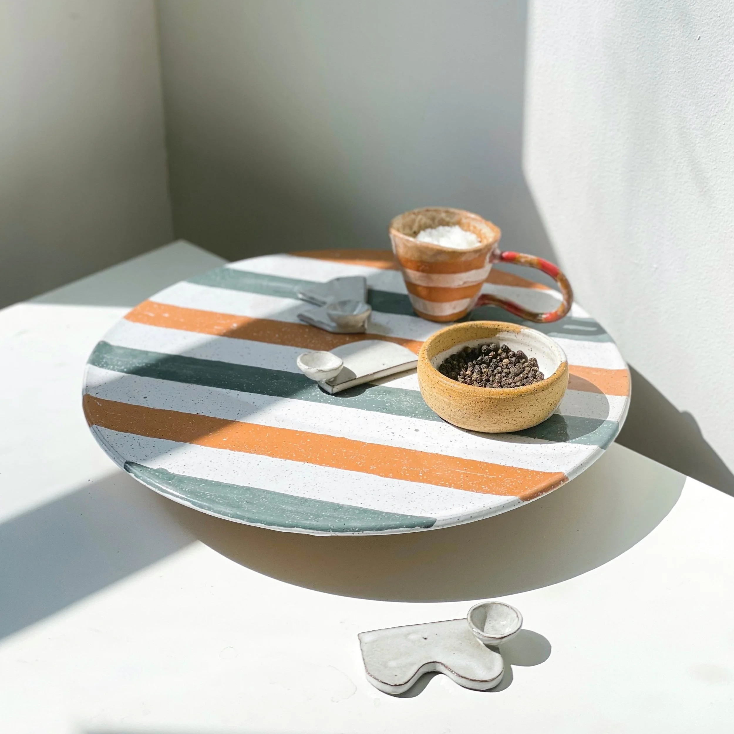 Made-To-Order: Striped Lazy Susan - Desert/Sage Green