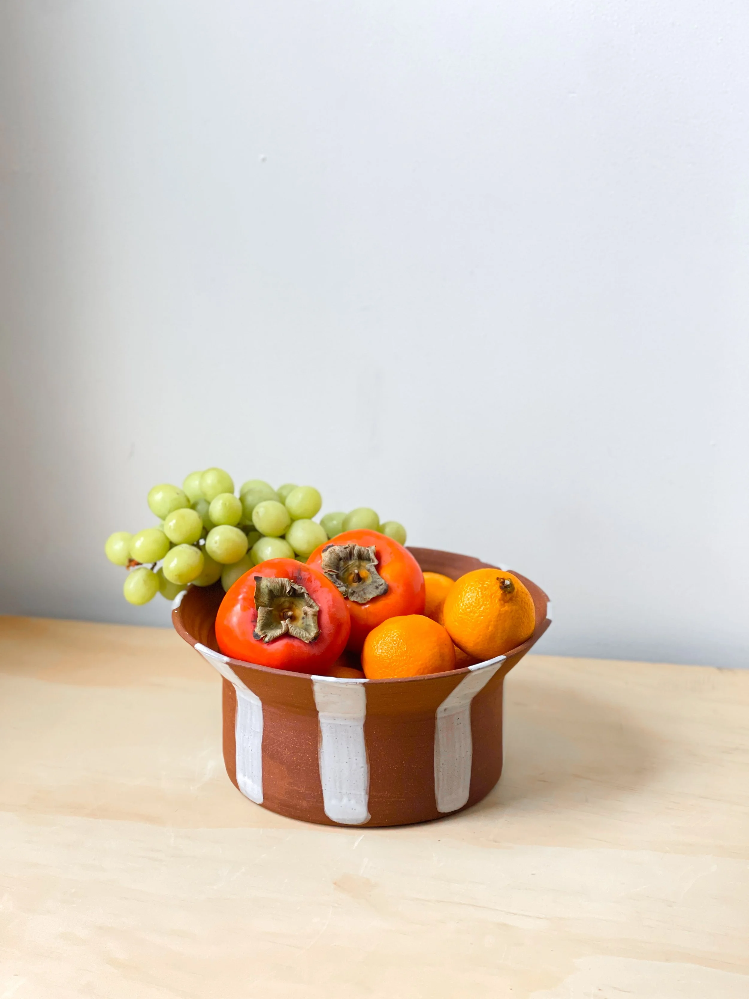 Striped Terracotta Fruit Bowl