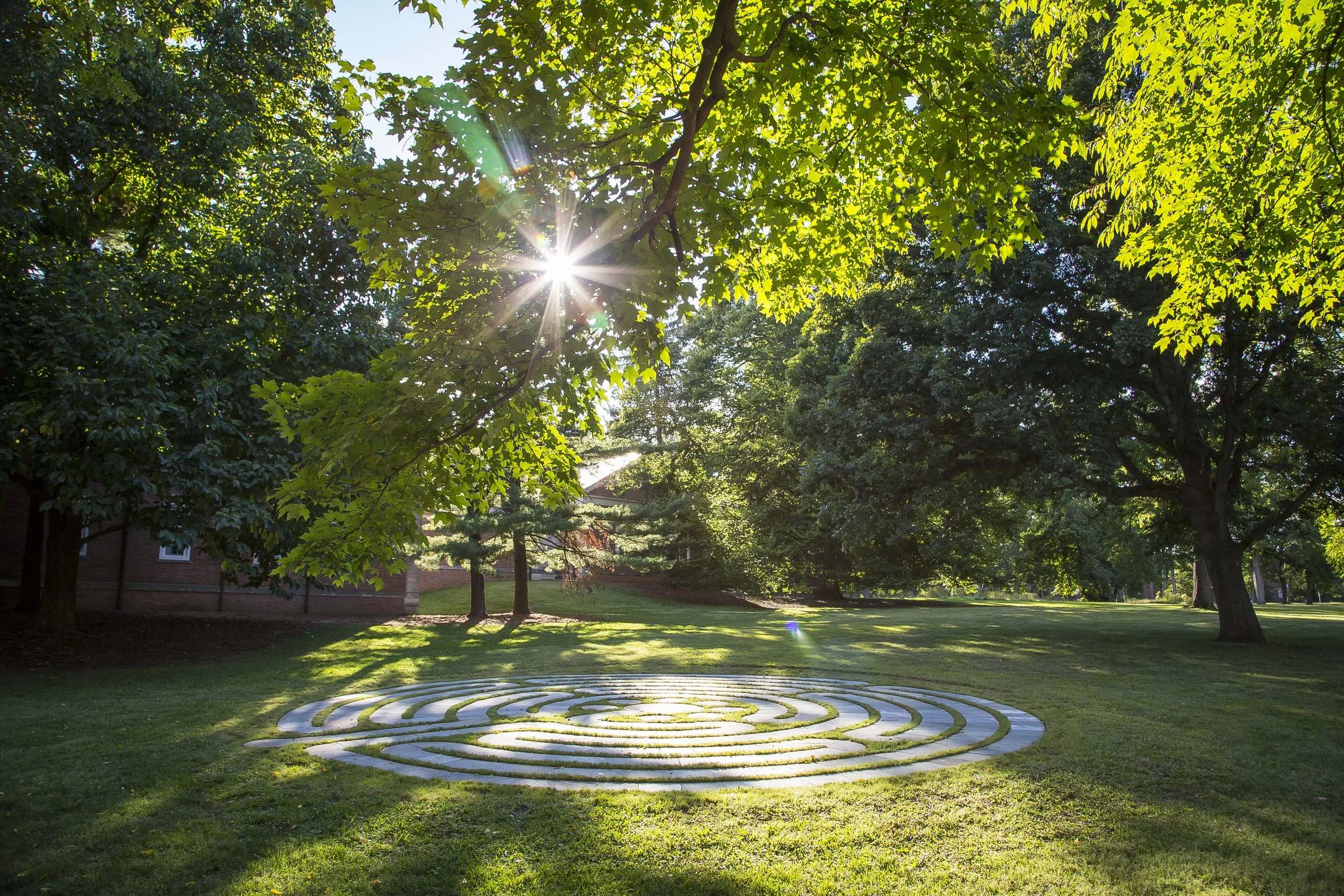 Labyrinth , Drew University, Bluestone, 42 ft/dia, 2015, photography by Lynne DeLade