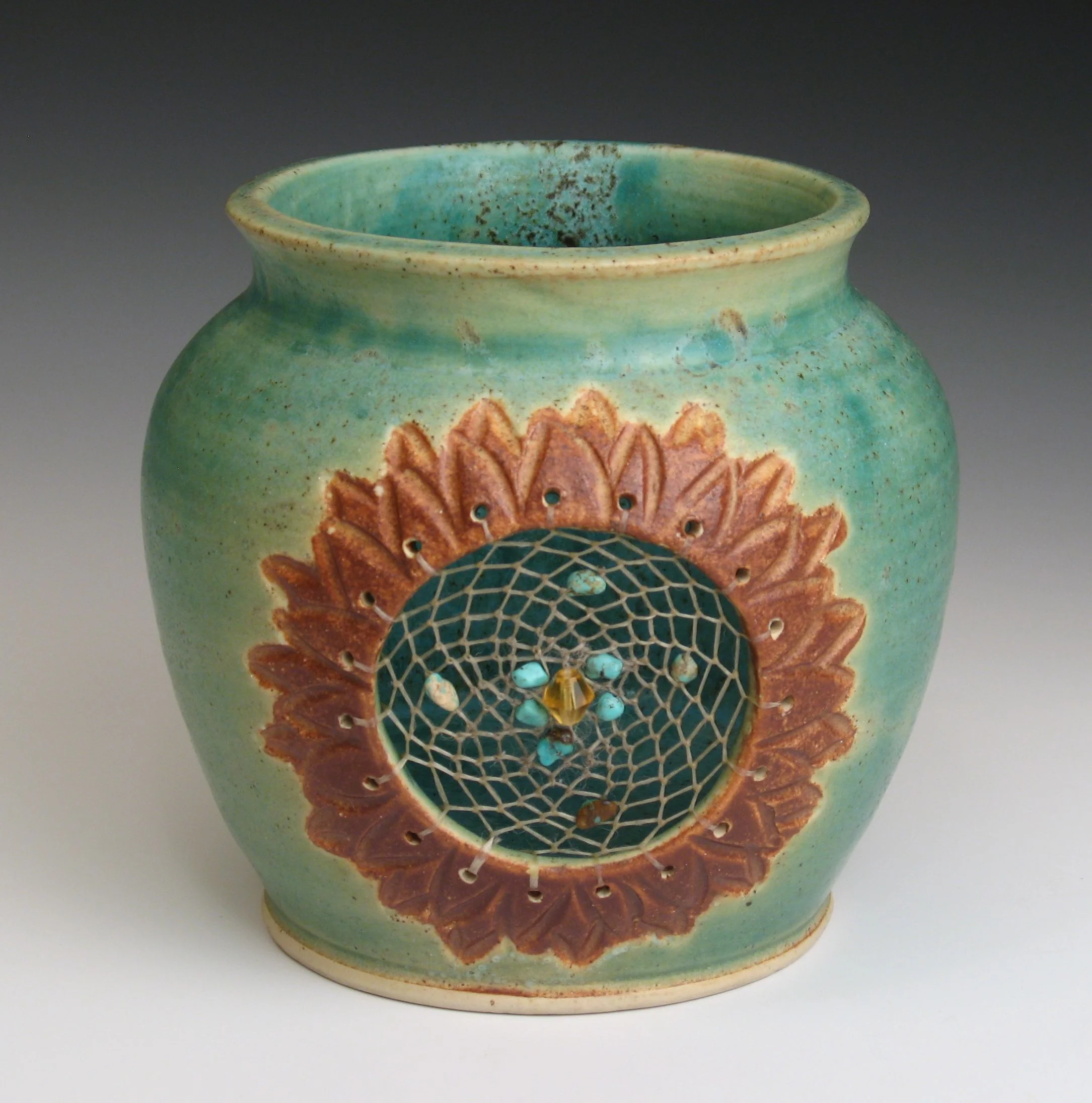 Stoneware with turquoise matt glaze Dreampot fired to cone 6 oxidation