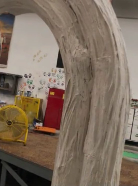  Tree truck door frame bark in progress—muslin in glue mixture 