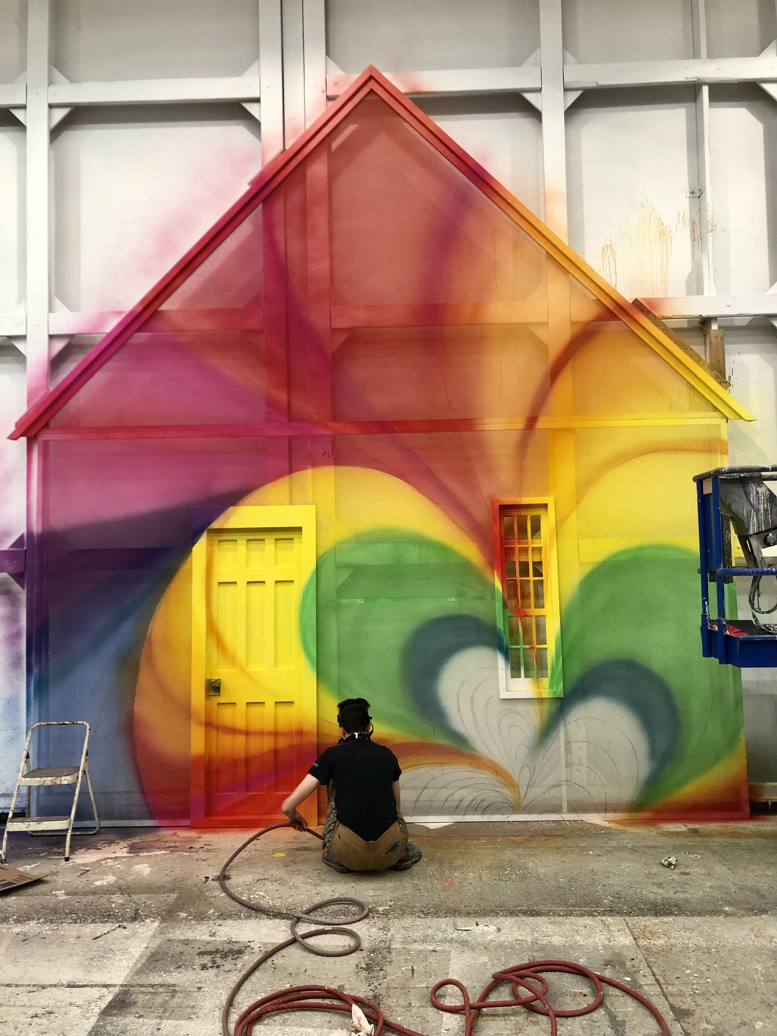 Airbrushed Rainbow House for Matilda, South Coast Repertory