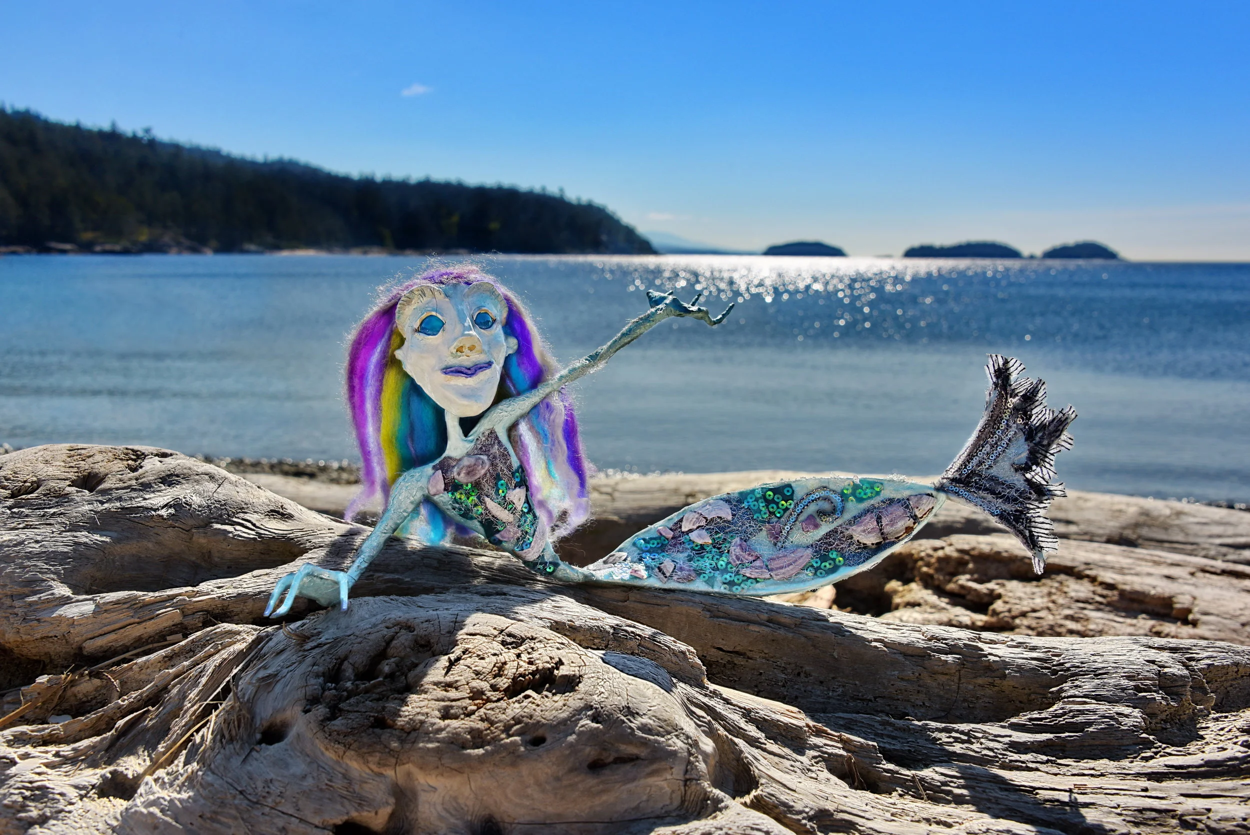 Havvie the Mer lounging at Sargeant Bay- Sunshine Coast, BC