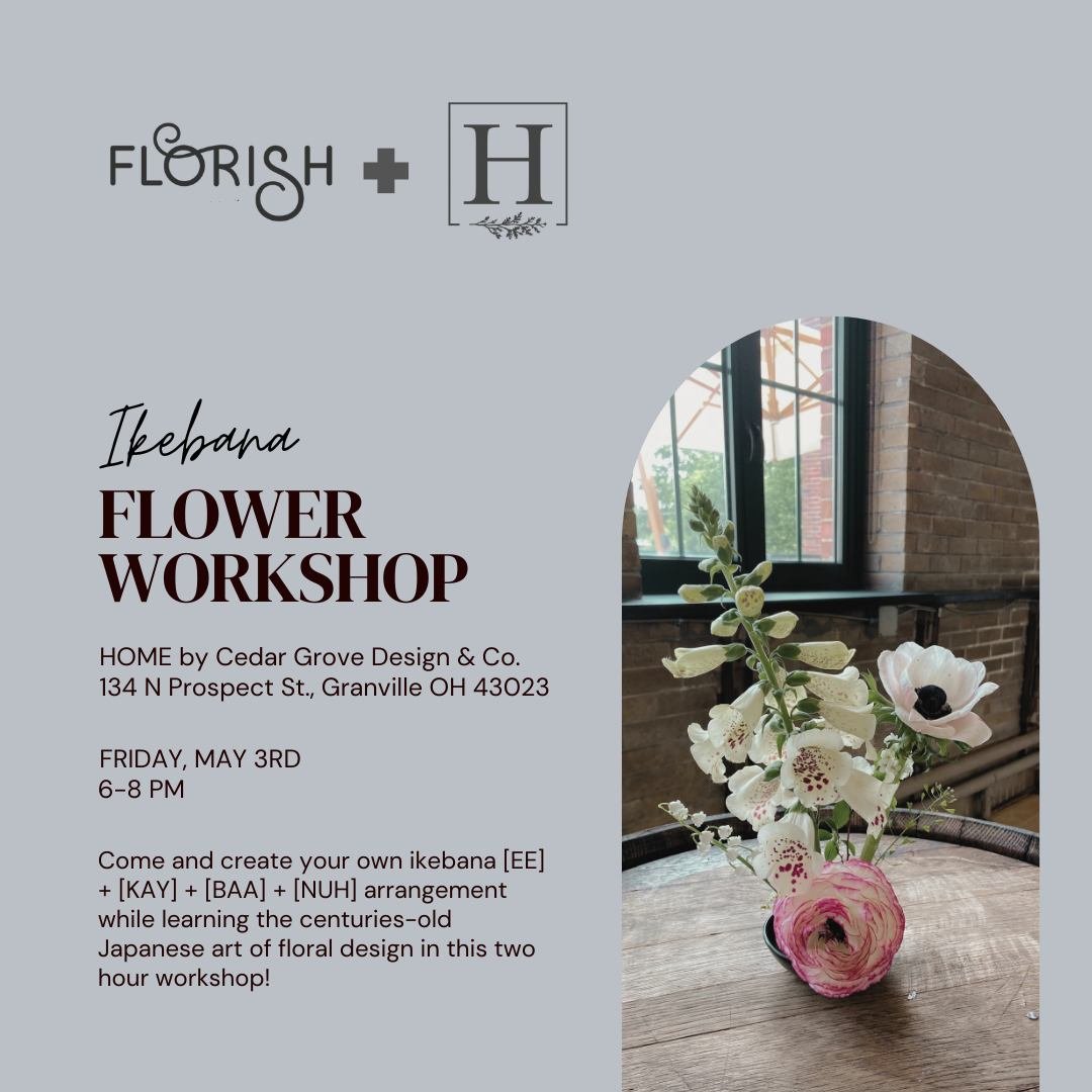 WORKSHOP ANNOUNCEMENT 📣

Join us on May 3rd, from 6-8pm and learn the centuries-old Japanese art of floral design called &quot;Ikebana&quot; [EE] + [KAY] + [BAA] + [NUH], which roughly translates to &quot;making flowers come alive&quot;. In this cla