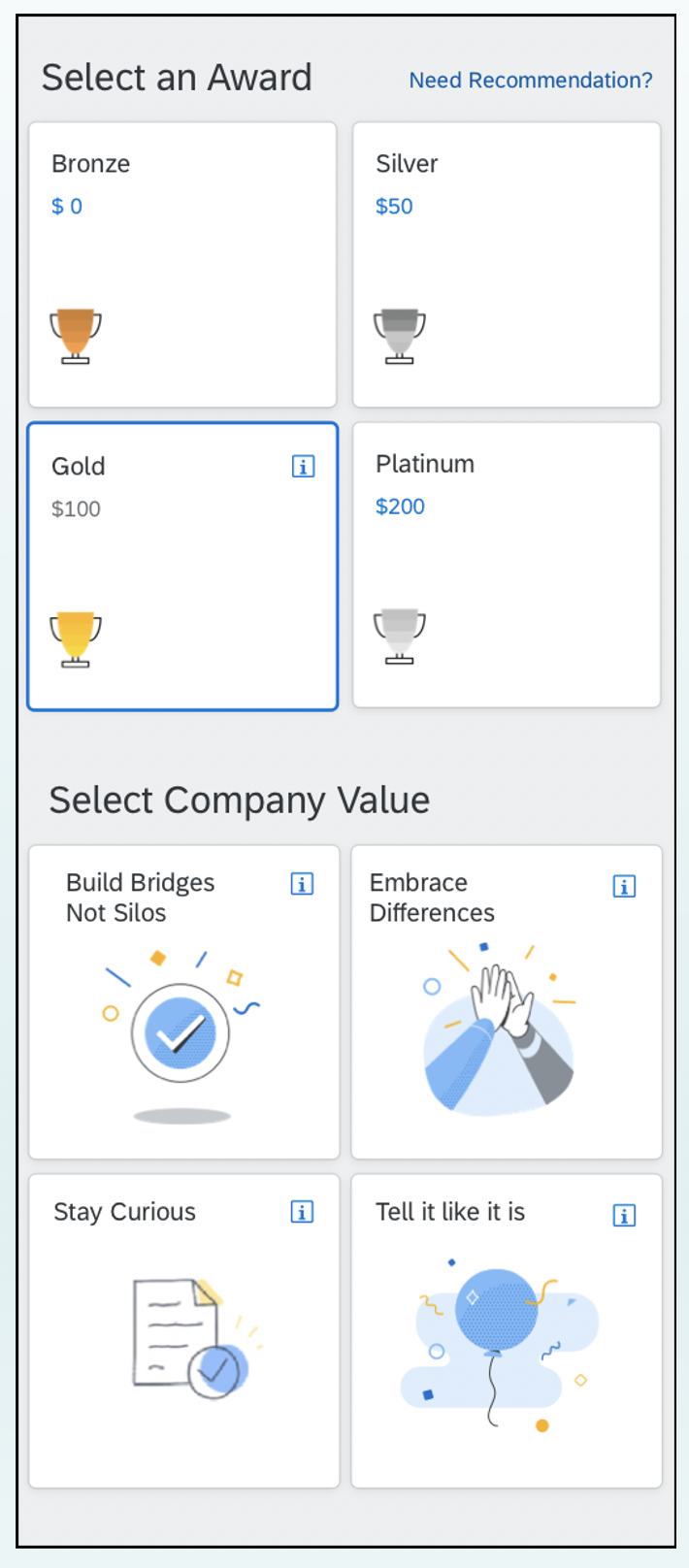 User chose company value