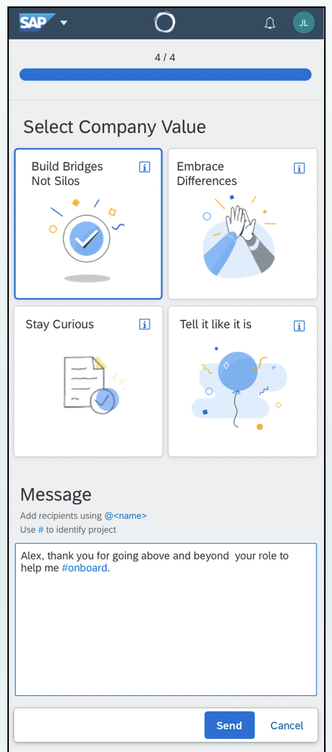 User input context message