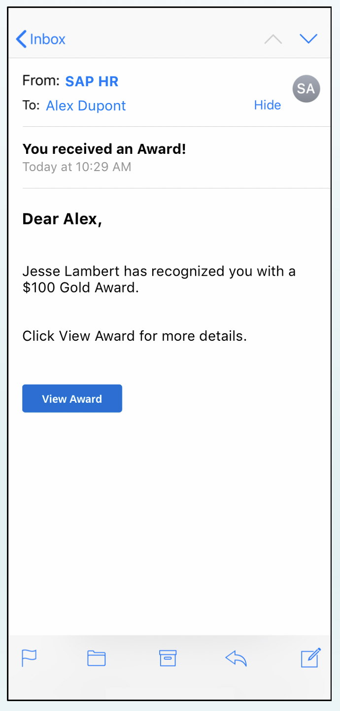 Recipient got notification email