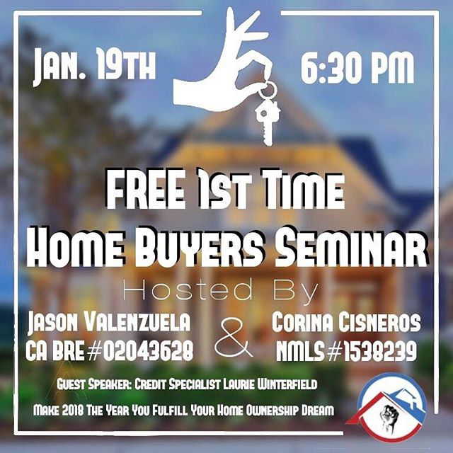 It's tax time. Some of us hate tax time others love it and seeing those tax returns. Have you ever thought of turning your tax money into a home? This Friday the 19th at Union Strong Homeowners Jason Valenzuela and Corina Nicole will be hosting a Free 1st time home buyers seminar. 1150 W Center St. 105 Manteca Ca 95337
Interactive Homebuyers Seminar. 🏡 🔑 Great for first time buyers or anyone looking to purchase a new home and are interested in learning about the homebuying process. The seminar is open to the public. Learn about the many available programs and what you need to do to get started! ✅
Buying a home is one of the biggest financial investments you’ll make in your lifetime. We will help prepare you!
We will have a Realtor, Loan Officer and Credit Repair Specialist available to speak with you as well as answer any questions you might have about the home buying process! 🤗 Let 2018 be the year you achieve your goal of becoming a homeowner! 🏡
We look forward to seeing you there!