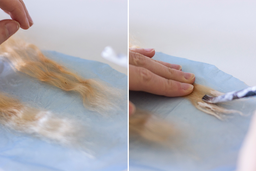 Wig making for dolls: preparing and dyeing the fiber — Adele Po.