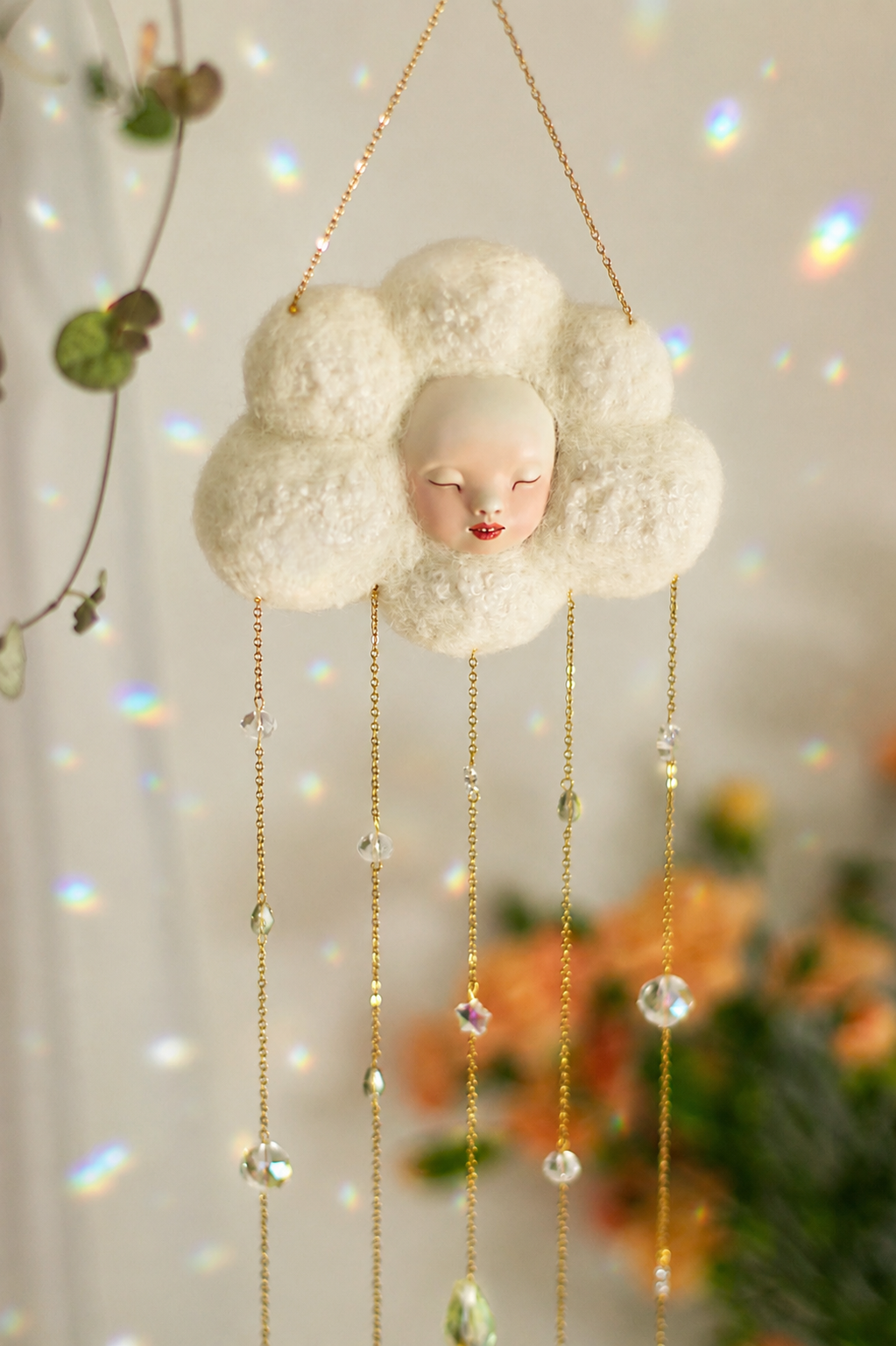 Cloud Suncatcher with Porcelain Face