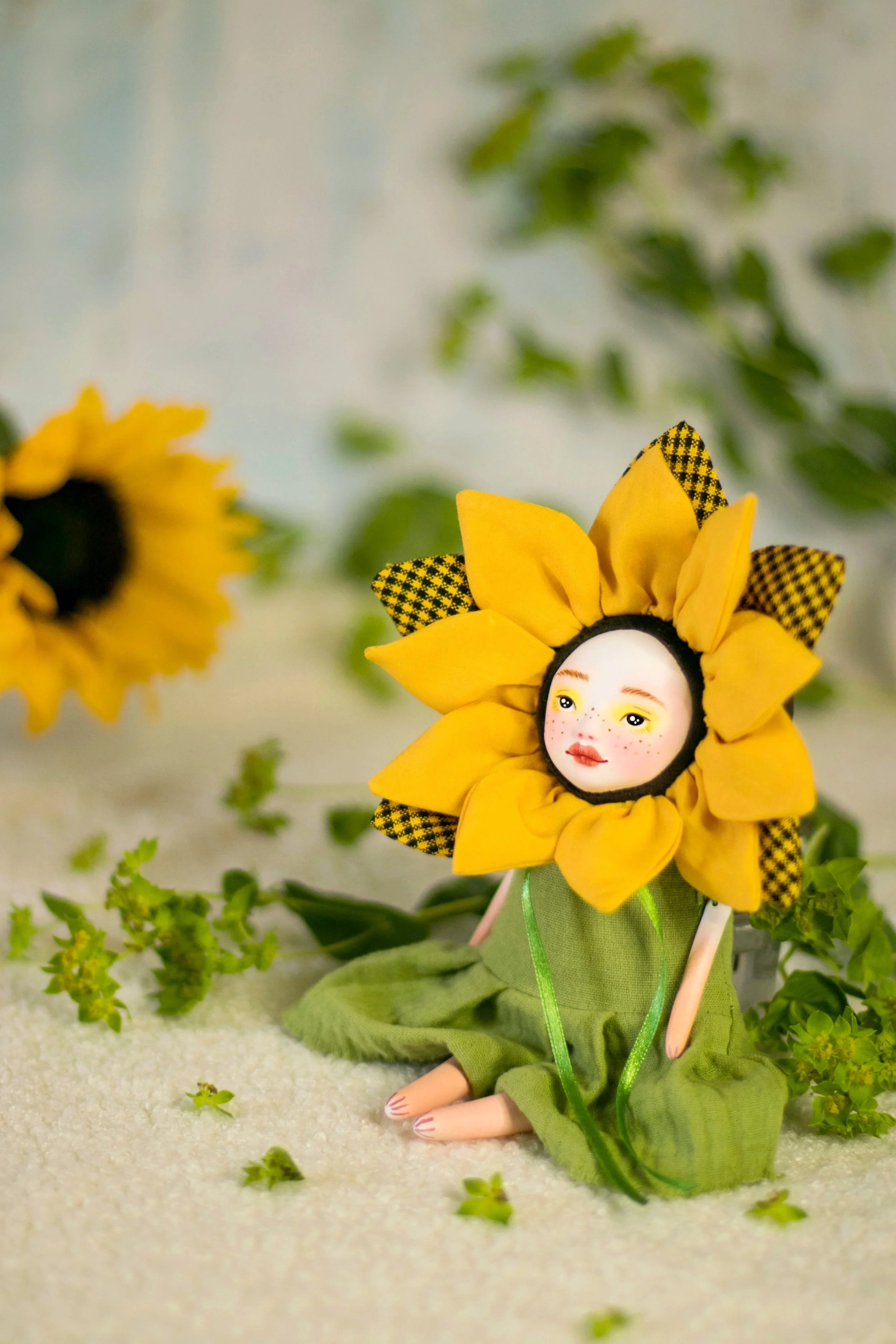 Bright Sunflower Art Doll