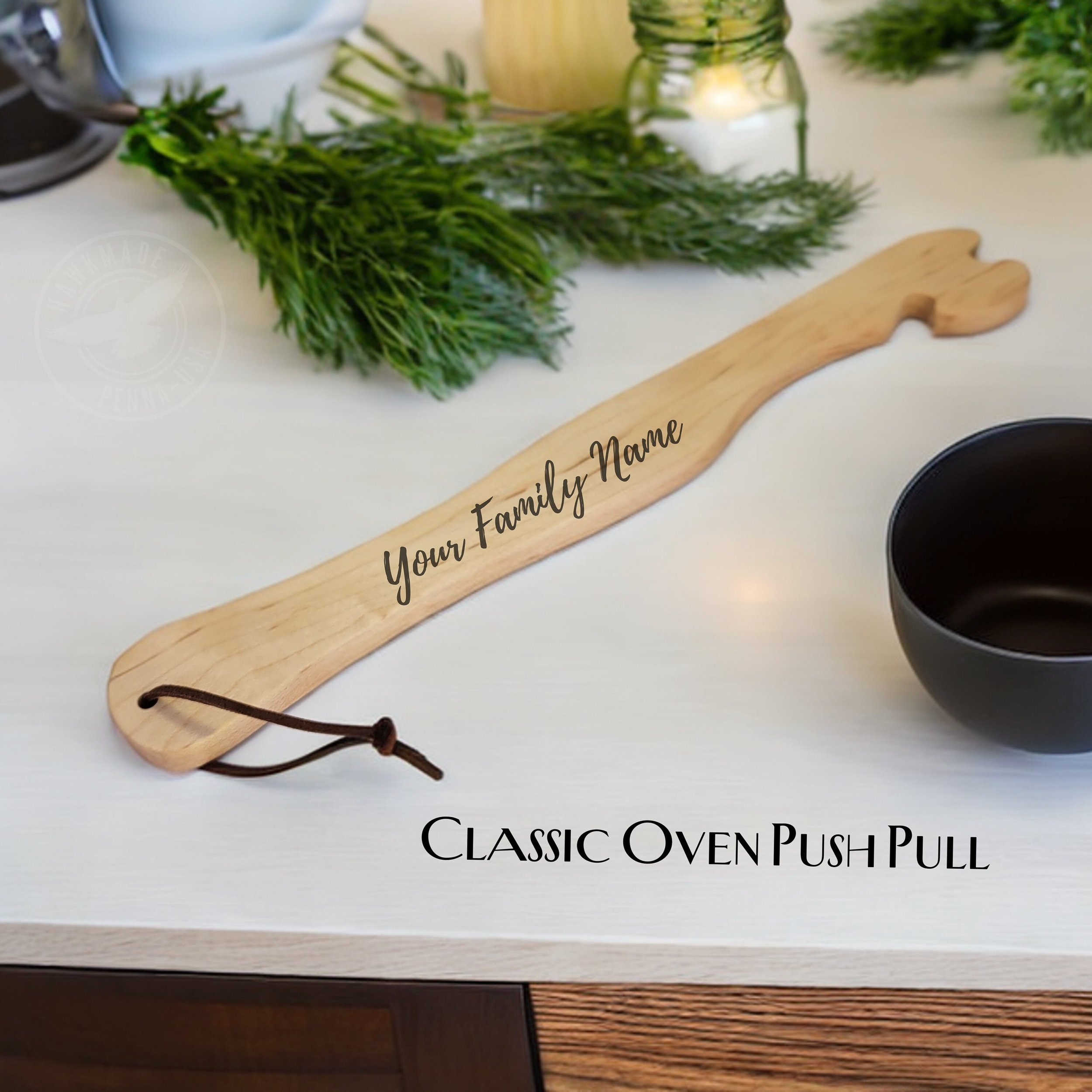 Personalized Oven Push Pull, Kitchen Utensil in Place of Oven Mitts, Baking Accessory for Bakers, Gift for the Newly House, Made in the USA