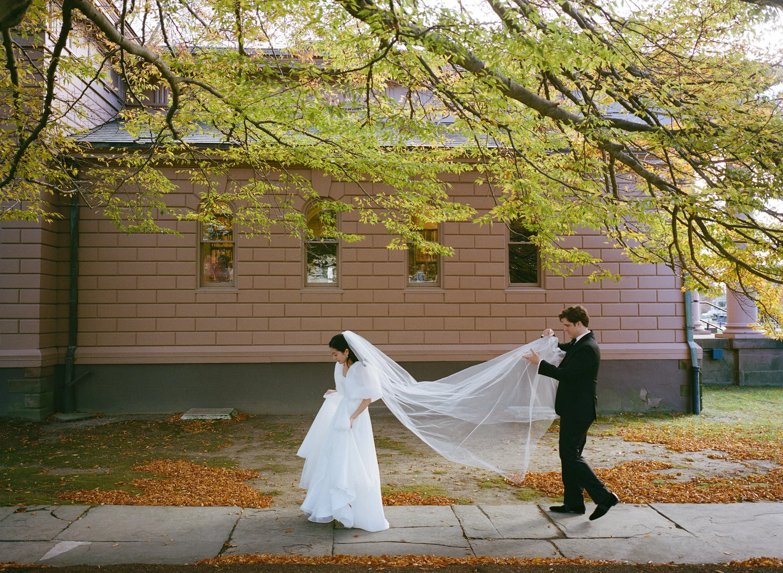 Maki &amp; Hudson's Cozy November Wedding at The Redwood Library in Newport, RI