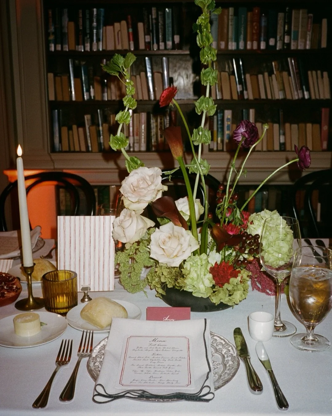Details from Maki and Hudson&rsquo;s cozy wedding in Newport&rsquo;s Redwood Library last fall with @mavinhouse_events &amp; @greenlionri.