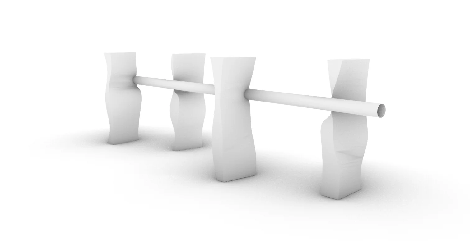 Our intention was to fabricate a series of ruled surface geometries that could be used in a furniture-like application