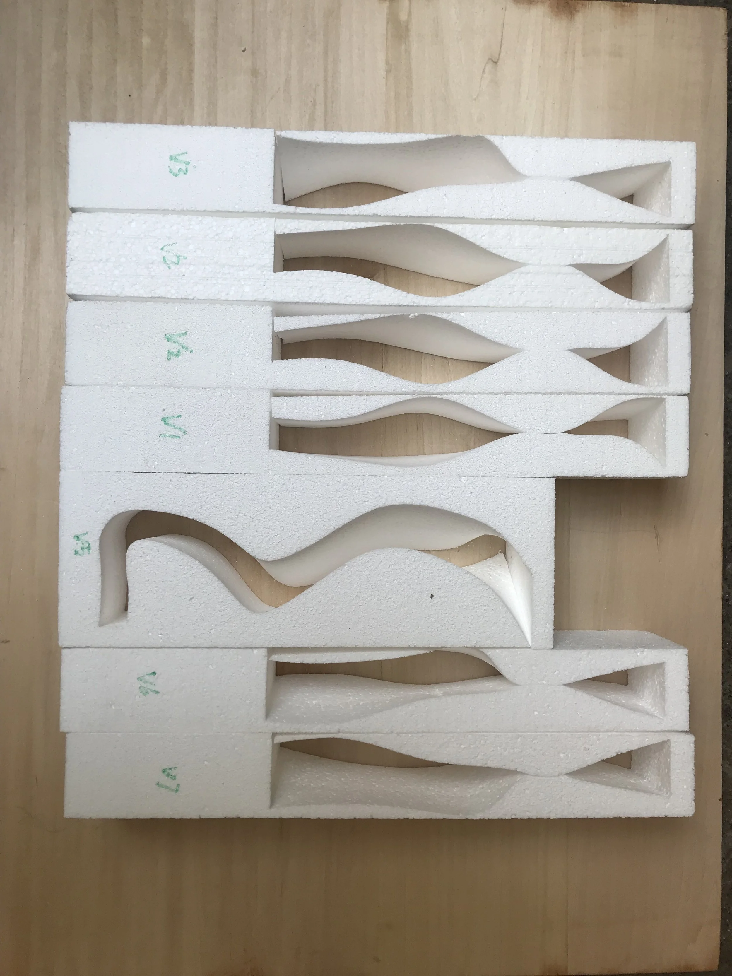  Because the fabrication method is non-destructive, unlike CNC milling, the negatives of the molds could also be used for casting of plaster or concrete. 