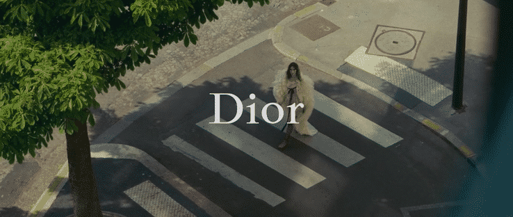 A model in a fashion film for Dior shot by fashion videographer in Paris