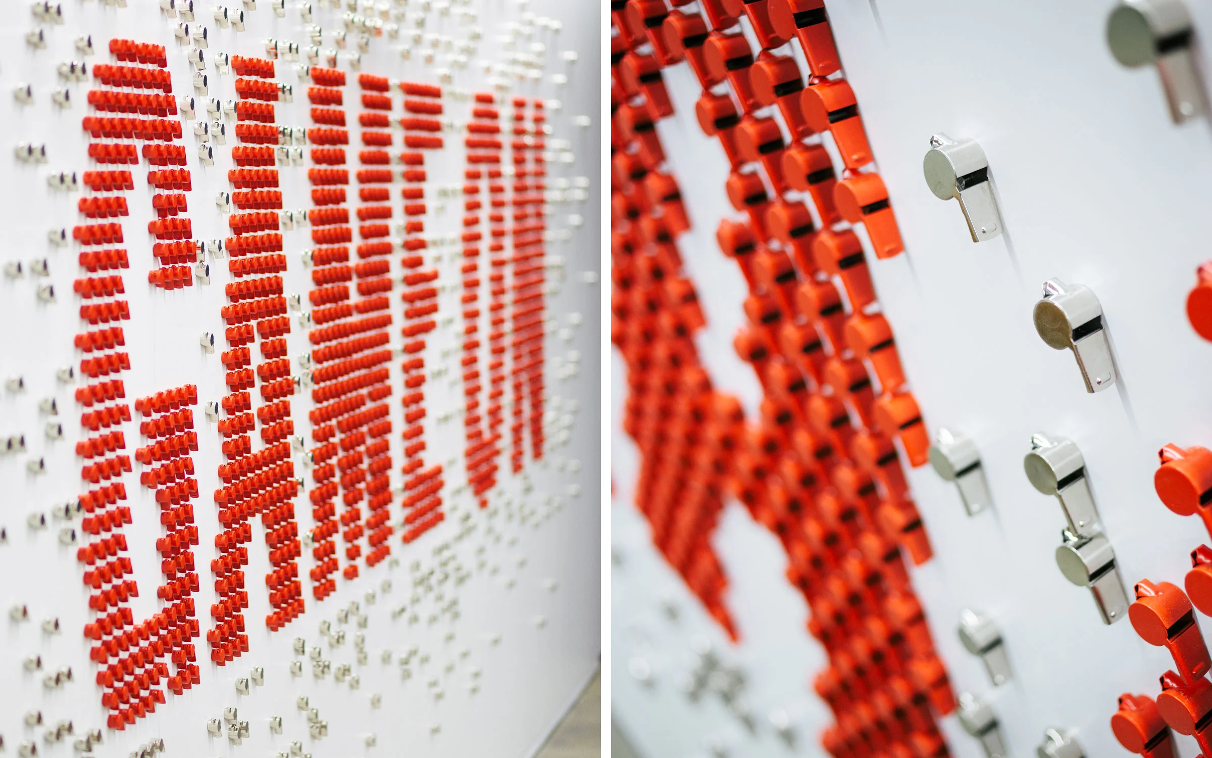 Product features heavily as architectural and EGD material — typographic and photographic representations of ‘many’ becoming ‘one.’