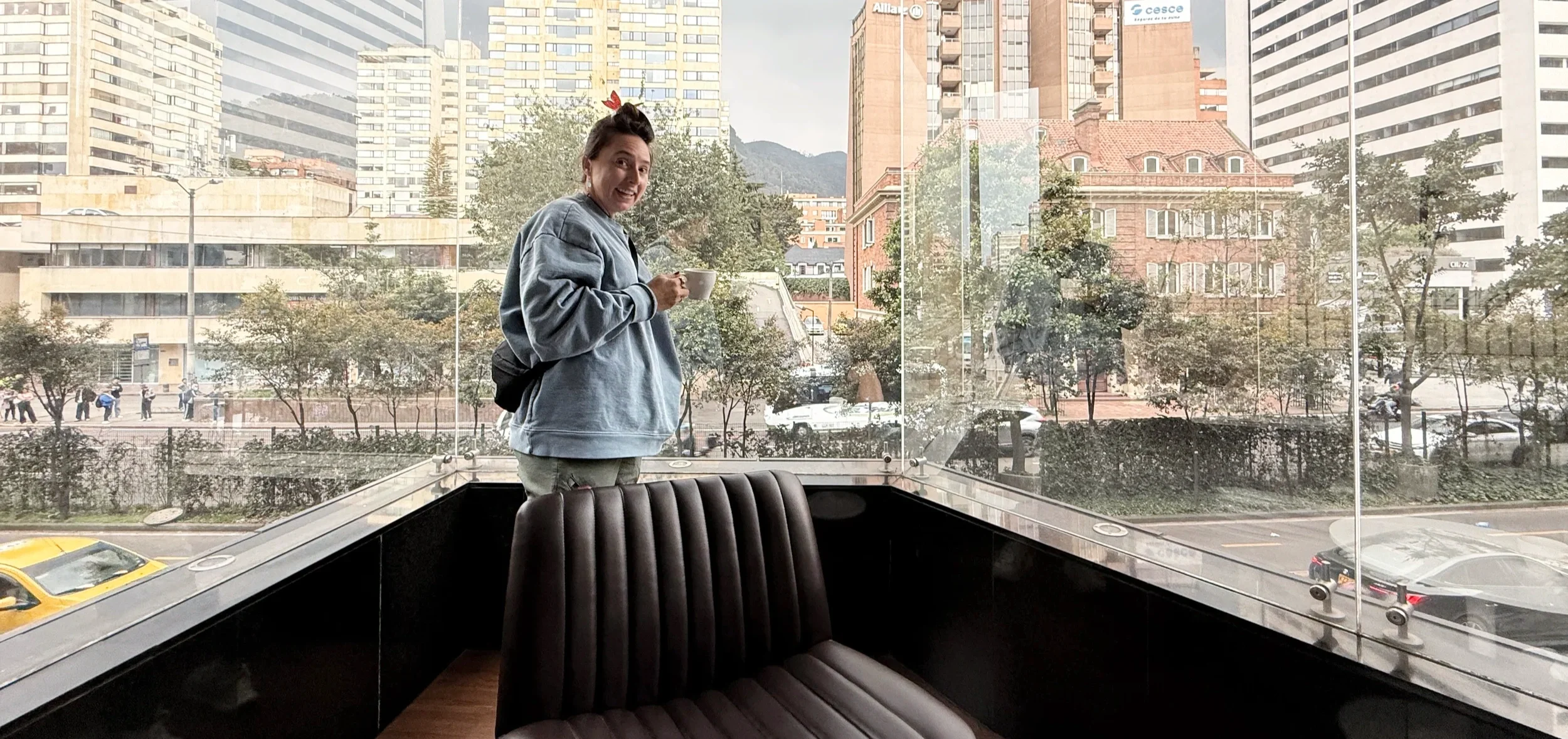 Coffee in the Hilton lounge Bogota - Travel Hacking for Beginners