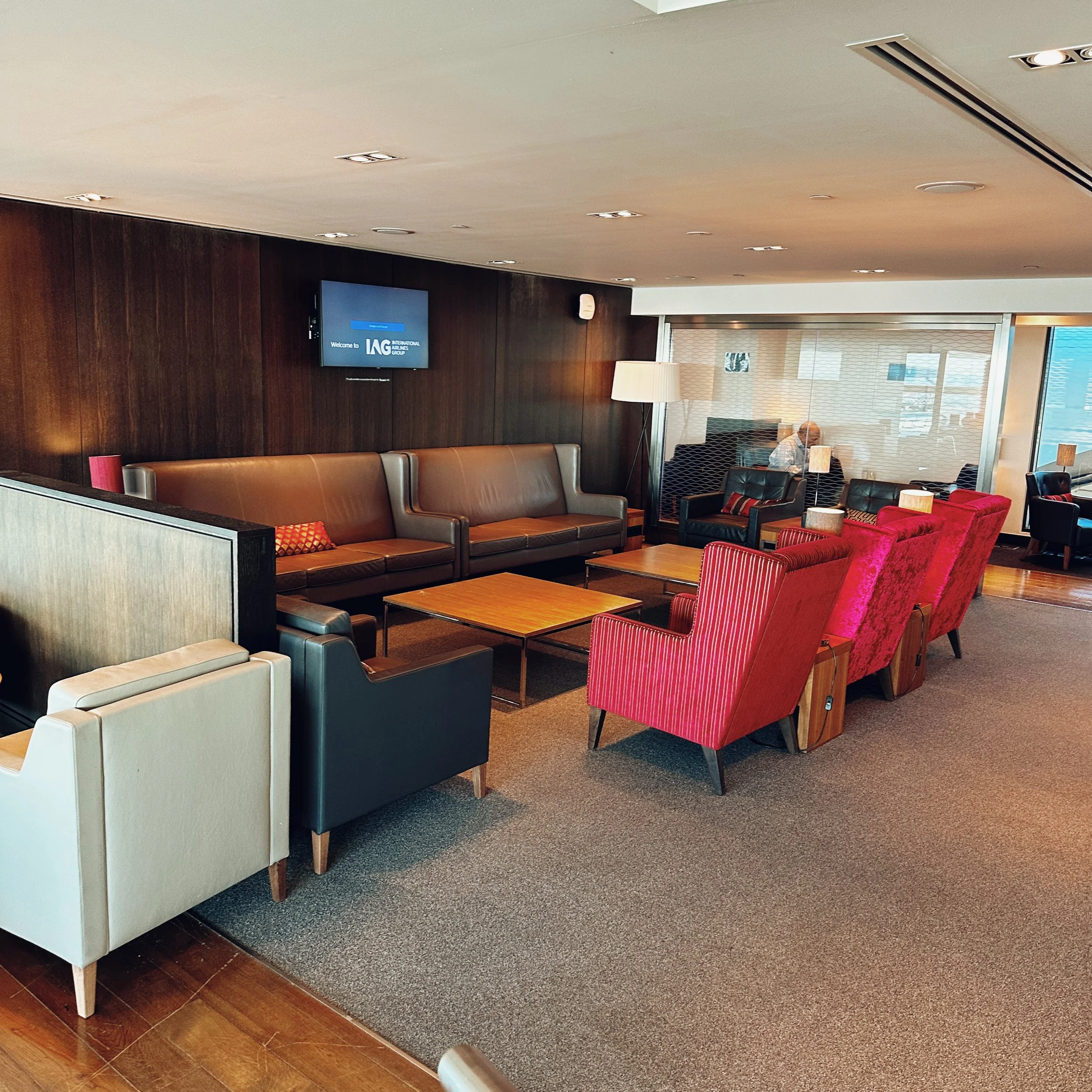 Seating at the British Airways Club Lounge at Gatwick