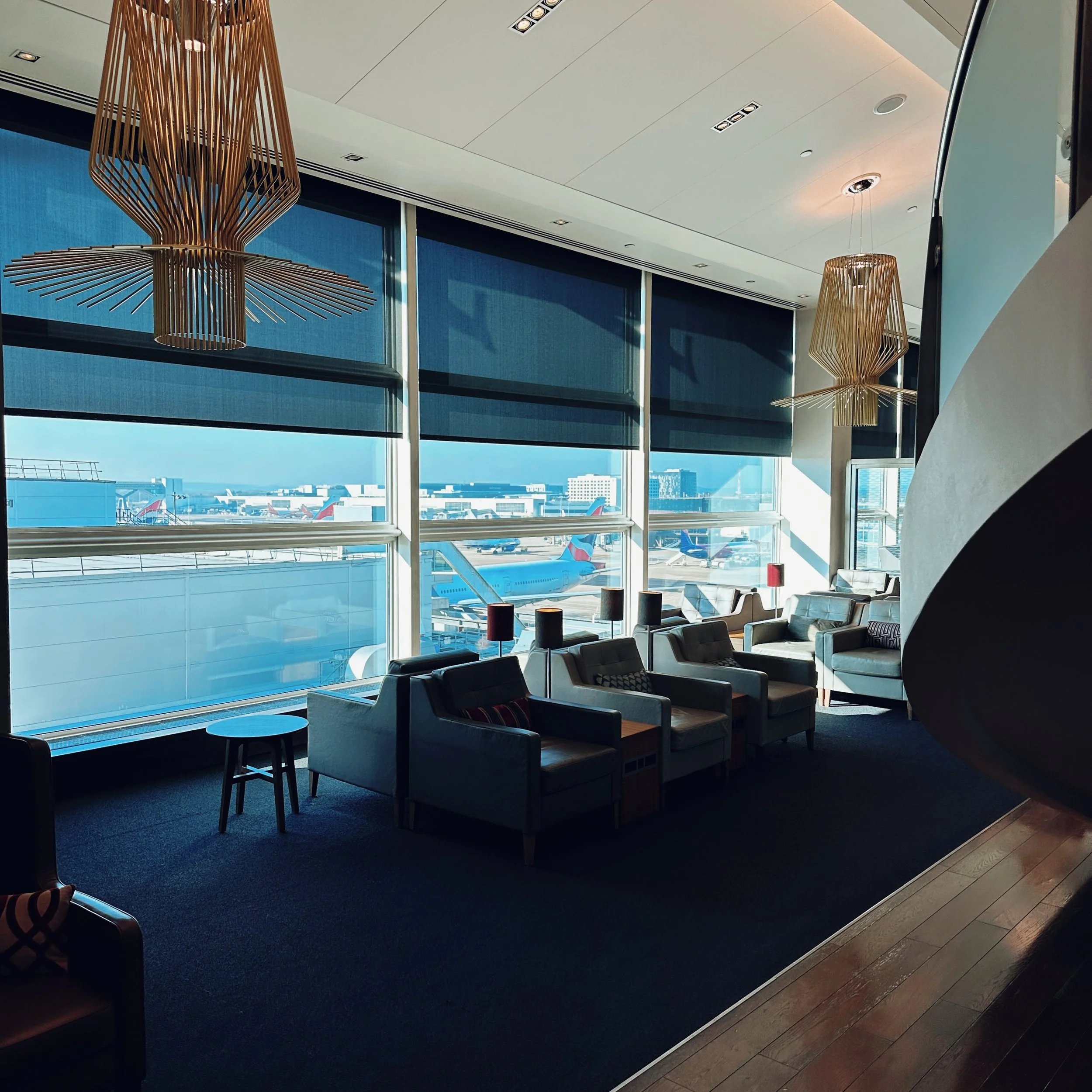 Seating at the British Airways Club Lounge at Gatwick