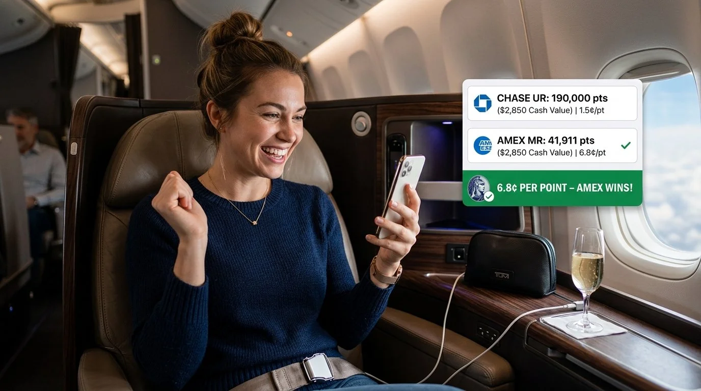 Interactive ROI calculator Amex MR vs Chase UR 2026 sweet spot valuation