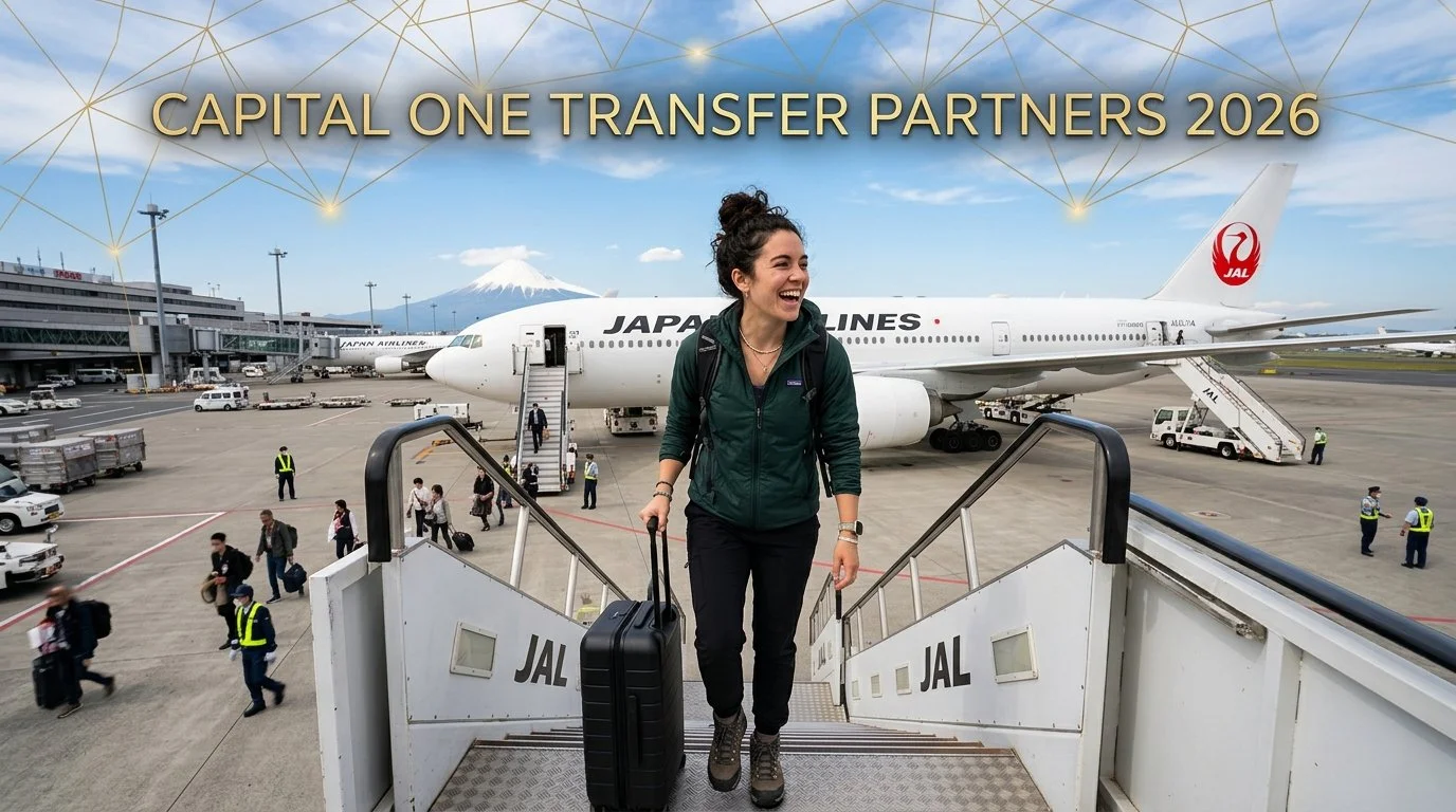 Complete Capital One 22 transfer partners list 2026 18 airlines 4 hotels ratios bonuses