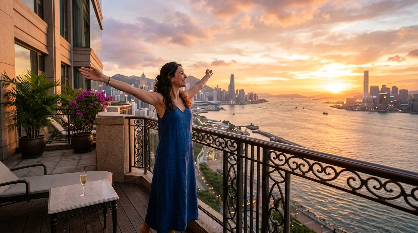 Traveler celebrating successful Chase 70% IHG and Capital One 30% JAL transfer redemptions April 2026