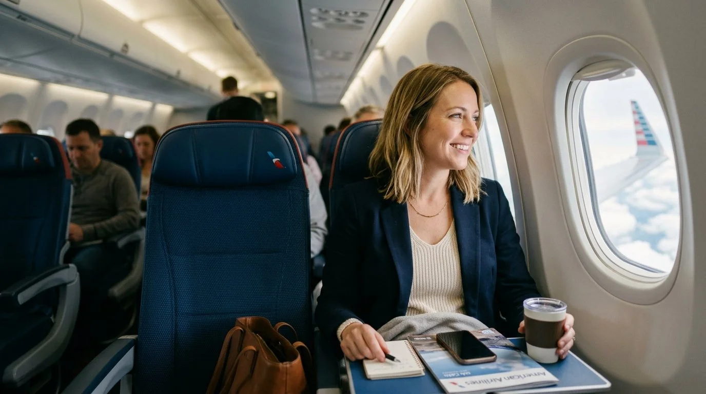 American AAdvantage benefits 2026 full breakdown – solo traveler on American Airlines flight