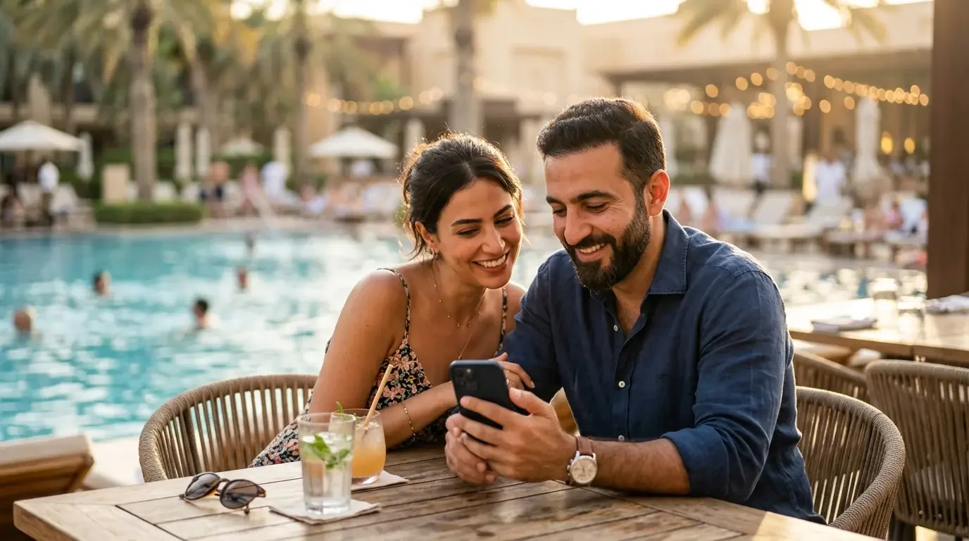 Traveler evaluating Amex Platinum vs Chase Sapphire Reserve vs Capital One Venture X 2026 annual credits at hotel pool