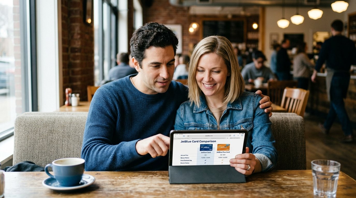 JetBlue Card vs Plus vs Premier 2026 full comparison table free bags Mosaic tiles