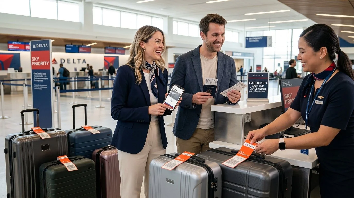 one of the best benefits of delta skymiles credit cards are free checked bags