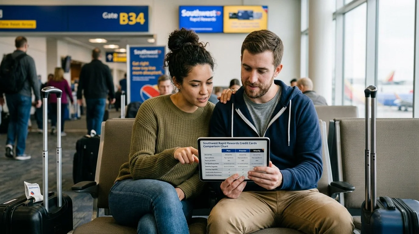 Full 2026 comparison table Southwest credit cards Plus Premier Priority Business versions