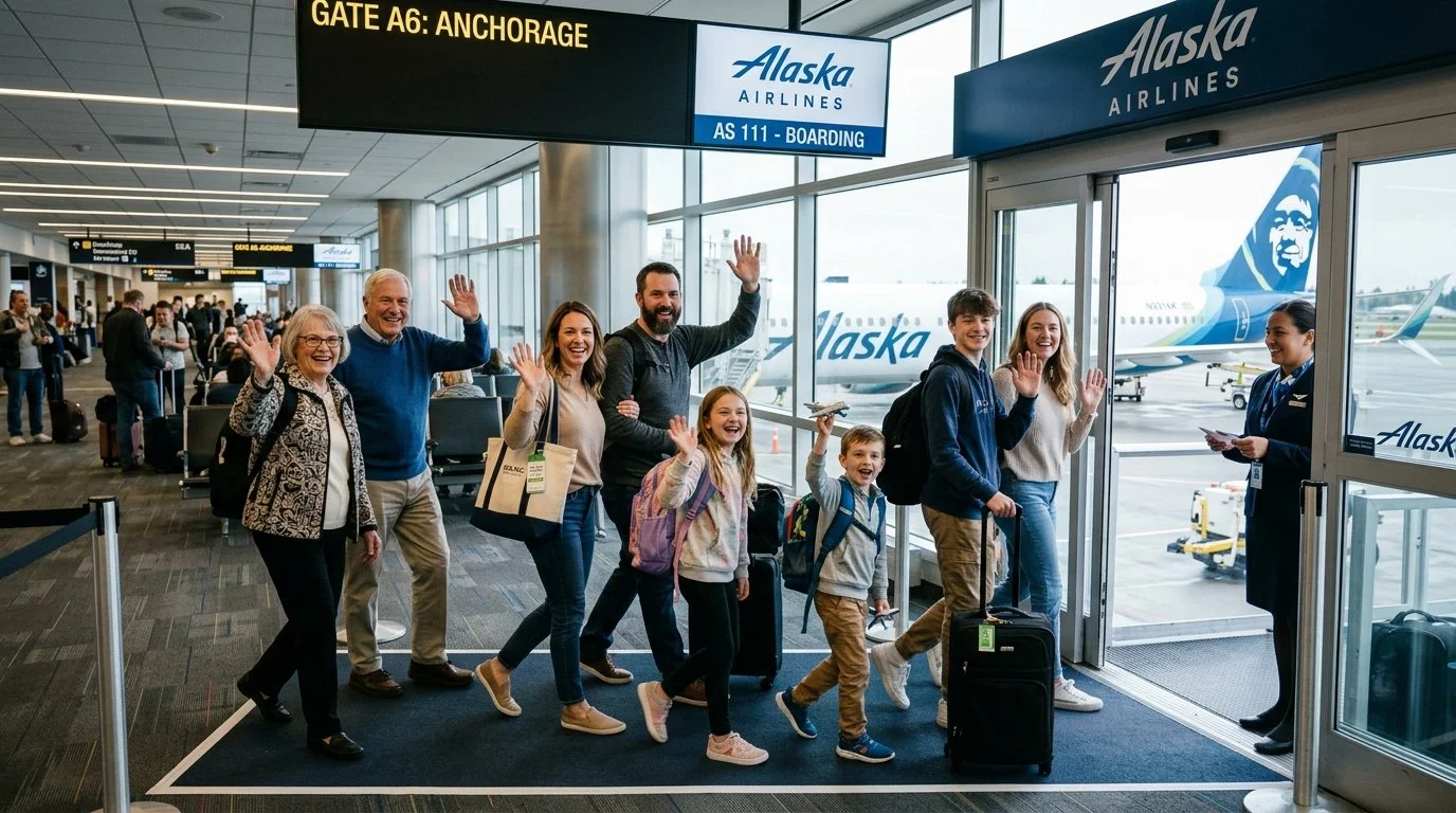 West Coast family choosing Alaska Atmos Rewards in 2026